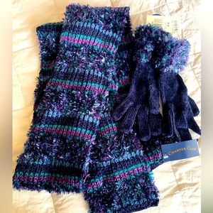 Ladies charter club, matching scarf and glove set. Brand new with tags.